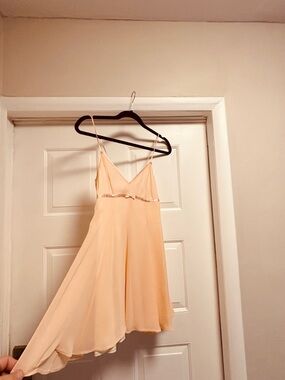 Delicate Peach Satin Summer Dress